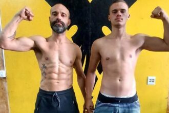 Lucas Lolata tem apenas 18 anos e estreia no kickboxing profissional na categoria pesado (até 91 quilos) K1. Já Marcos Lolata, o pai, vai disputar o cinturão da categoria 77 quilos, modalidade K1 Pro . Foto: divulgação