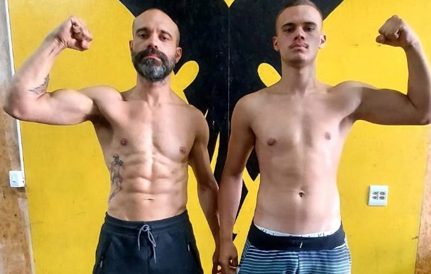 Lucas Lolata tem apenas 18 anos e estreia no kickboxing profissional na categoria pesado (até 91 quilos) K1. Já Marcos Lolata, o pai, vai disputar o cinturão da categoria 77 quilos, modalidade K1 Pro . Foto: divulgação